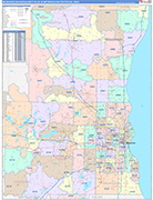 Milwaukee-Waukesha-West Allis Metro Area Wall Map Color Cast Style